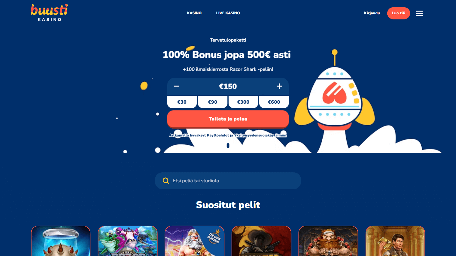 Buusti Casino Desktop screenshot